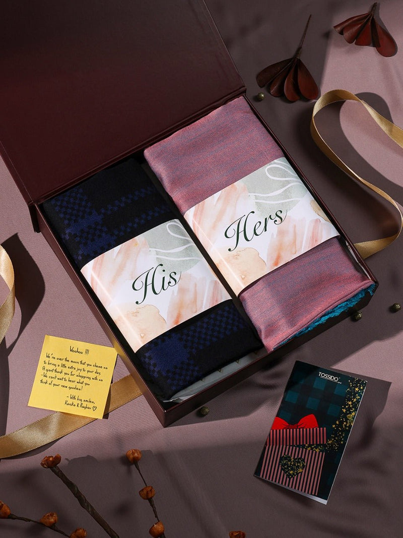 Dapper His Muffler & Hers Elegant Stole Gift Set - TOSSIDO