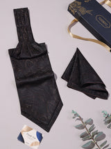 Dark Brown Bold Paisley Woven Ascot & Pocket Square - TOSSIDO
