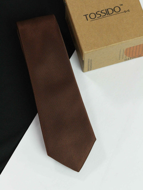 Dark Brown Skinny Necktie - TOSSIDO
