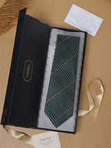 Dark Green Checks Teflon Silk Necktie - TOSSIDO
