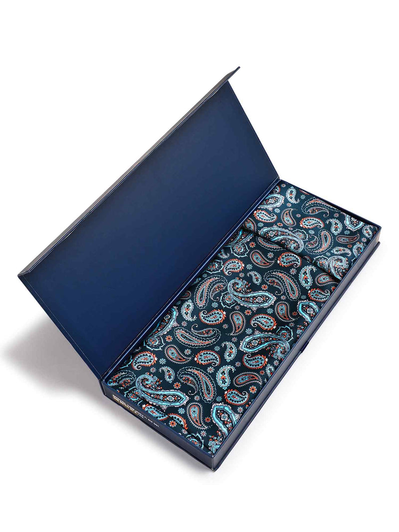 Dark Green Floral Stole & Pocket Square Set - TOSSIDO