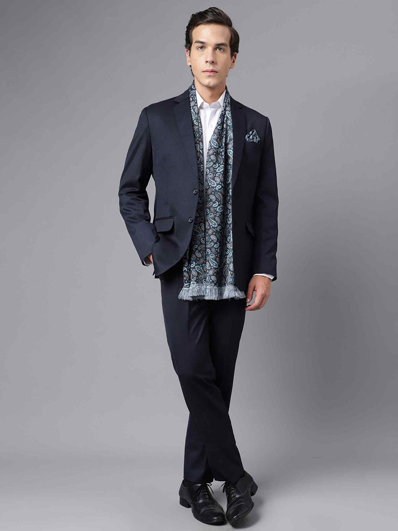 Dark Green Floral Stole & Pocket Square Set - TOSSIDO