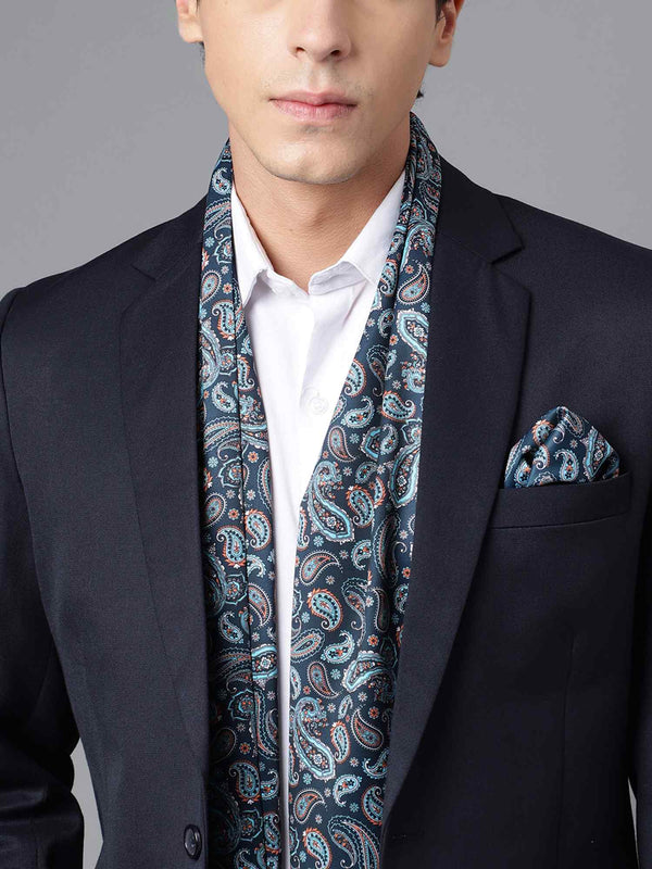 Dark Green Floral Stole & Pocket Square Set - TOSSIDO