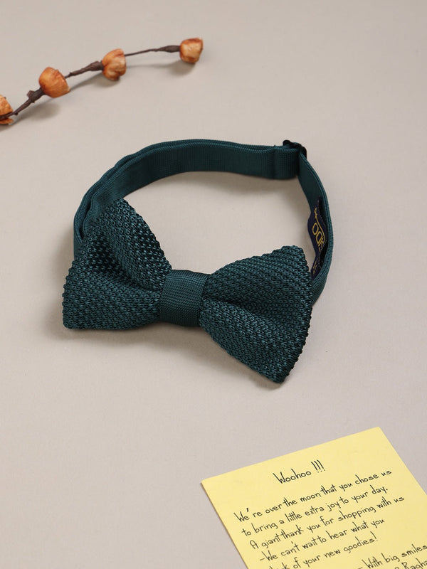 Dark Green Solid Knitted Bowtie - TOSSIDO
