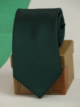 Dark Green solid necktie in woven microfiber, close-up