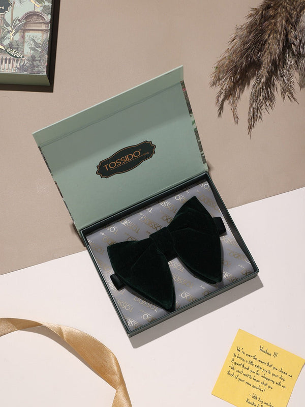 Dark Green Velvet Bowtie - TOSSIDO
