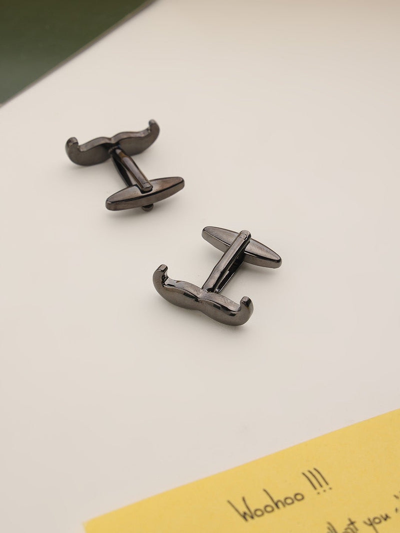 Dark Grey Moustache Cufflinks - TOSSIDO
