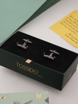 Dark Grey Moustache Cufflinks - TOSSIDO