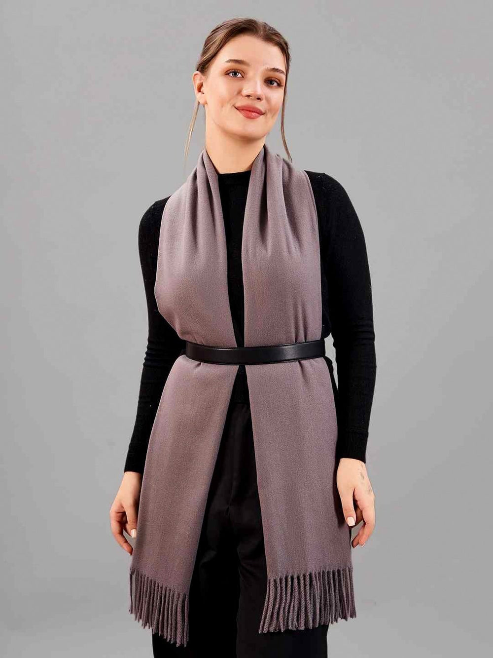 Dark Grey Solid Woolen Muffler