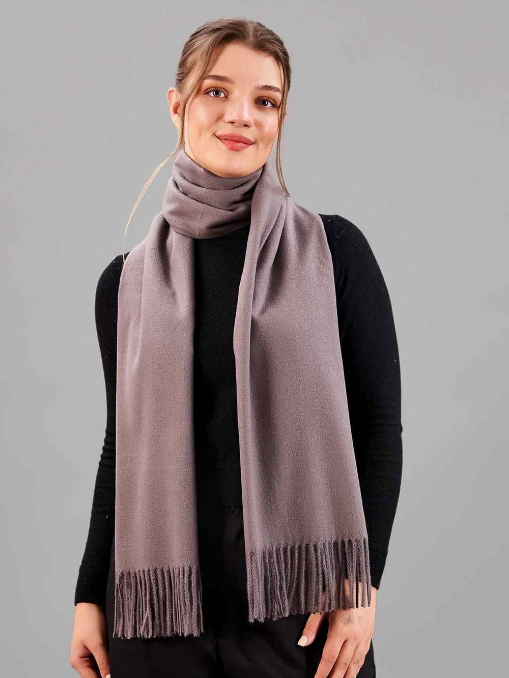 Dark Grey Solid Woolen Muffler