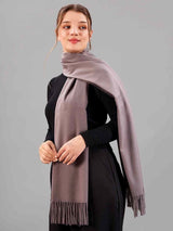 Dark Grey Solid Woolen Muffler - TOSSIDO