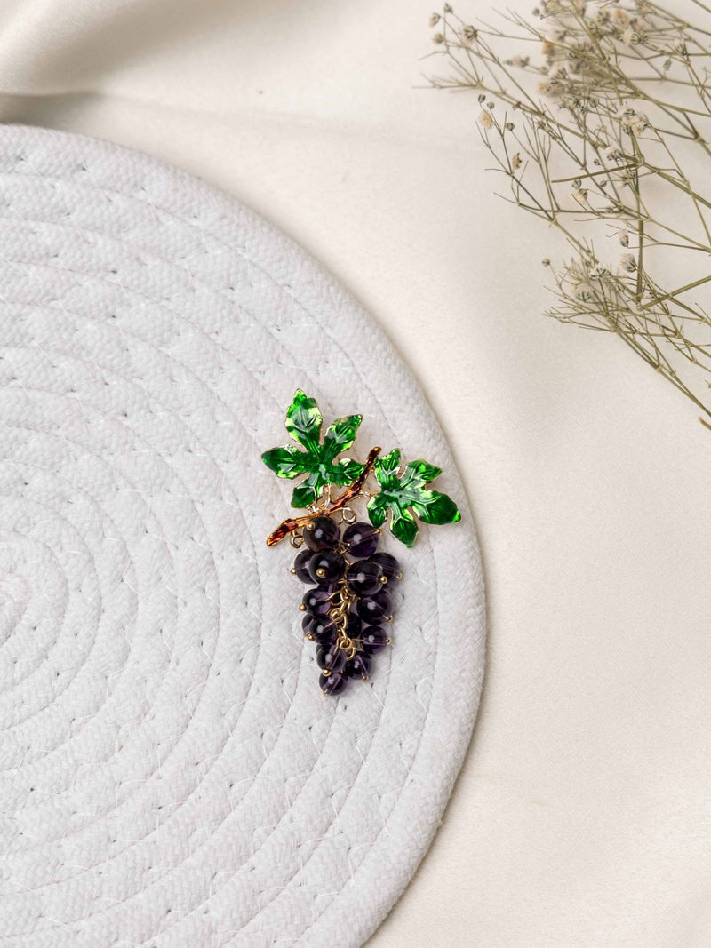 Dark Purple Grapes Brooch - TOSSIDO