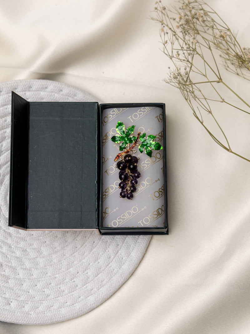 Dark Purple Grapes Brooch - TOSSIDO