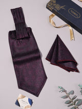 Dark Purple Paisley Woven Ascot & Pocket Square - TOSSIDO