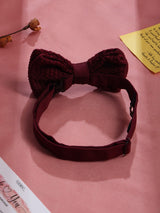 Dark Red Solid Knitted Bowtie - TOSSIDO