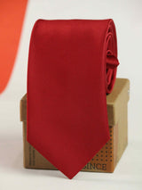 Dark Red solid necktie in woven microfiber, close-up