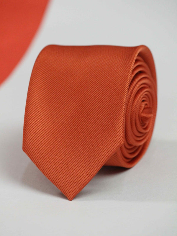 Dull Orange Skinny Necktie - TOSSIDO
