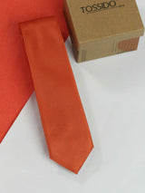 Dull Orange Skinny Necktie - TOSSIDO