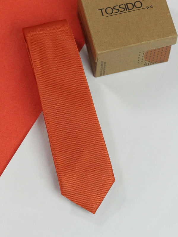 Dull Orange Skinny Necktie - TOSSIDO