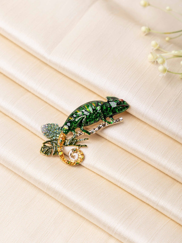 Emerald Chameleon Brooch - TOSSIDO