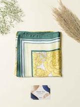 Emerald Green Floral Printed Satin Neckerchief - TOSSIDO