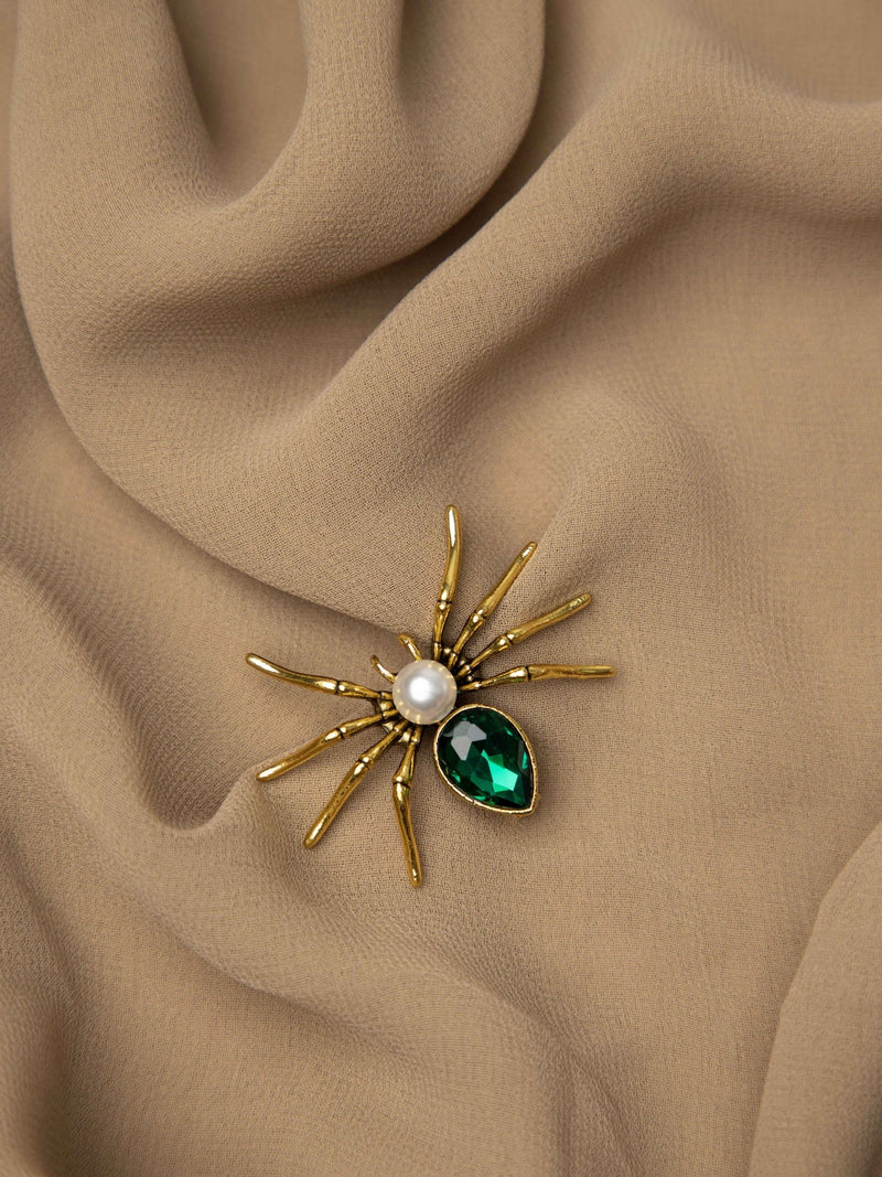 Emerald Spider Brooch - TOSSIDO