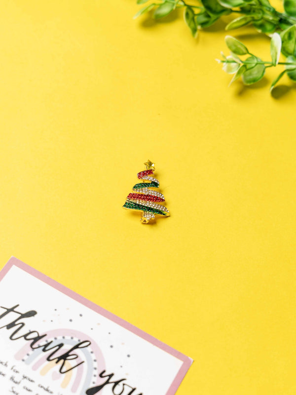 Festive Christmas Tree Brooch - TOSSIDO