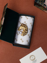 Gold Pearl Horse Head Brooch