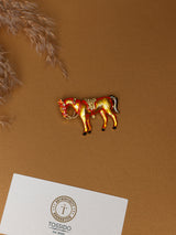 Red & Gold Saddled Horse Brooch