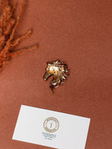 Copper Flowing Mane Horse Head Brooch