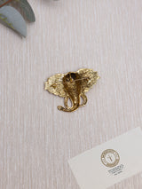 Gold Amber Crystal Elephant Head Brooch