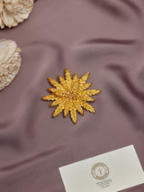 Matte Gold Wheat Starburst Brooch