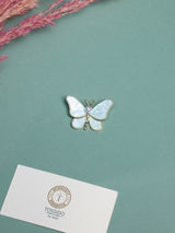 Mint Shell Butterfly Pearl Brooch