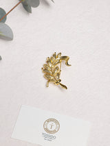 Gold Leaf Spray Ribbon Brooch