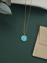 Turquoise Winged Disc Pendant Necklace - TOSSIDO