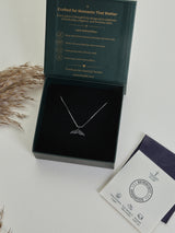 Silver Black Stone Whale Tail Pendant Necklace - TOSSIDO