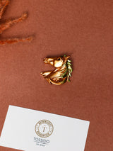 Bronze & Green Horse Head Brooch