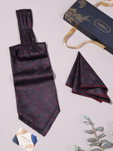 Black & Red Floral Woven Ascot & Pocket Square