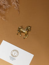 Champagne Crystal Prancing Horse Brooch