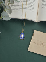 Royal Blue Hamsa Evil Eye Pendant Necklace - TOSSIDO