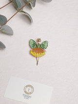 Green & Yellow Crystal Fairy Brooch