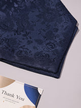 Navy Self Floral Woven Ascot & Pocket Square