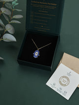 Royal Blue Hamsa Evil Eye Pendant Necklace - TOSSIDO