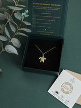 Gold Textured Turtle Pendant Necklace - TOSSIDO
