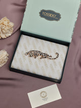 Rose Gold Crystal Prowling Leopard Brooch