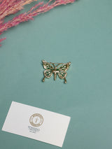 Green & Cream Crystal Butterfly Brooch