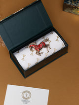 Red Crystal Running Horse Brooch