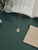 Gold Sparkle Turtle Pendant Necklace - TOSSIDO