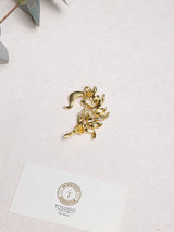 Gold Leaf Spray Ribbon Brooch