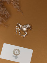 Turquoise Crystal Horse Brooch